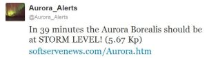 Twitter storm level aurora forecast